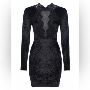 French Connection Velvet and Lace Bodycon Dress